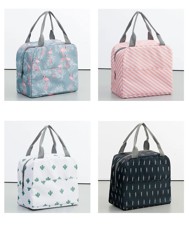 Fiambrera más fresca con patrón funcional, bolsa de almuerzo de lona con aislamiento portátil, bolsas térmicas para comida, Picnic, bolsas de almuerzo para mujeres y niños