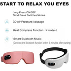 Masajeador de ojos 4D, Airbag inteligente, vibración, instrumento para el cuidado de los ojos, compresa caliente, Bluetooth, gafas de masaje para ojos, fatiga, cuidado antiarrugas