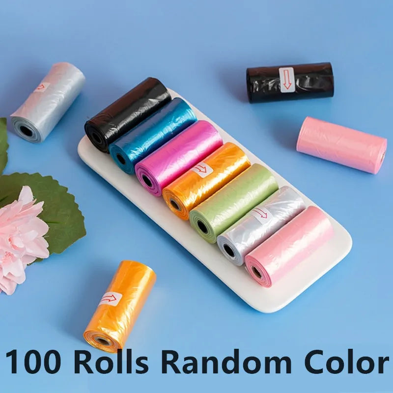 10/50/100 rollos de colores aleatorios, suministros biodegradables para mascotas, bolsas para excrementos de perros para limpiar residuos, bolsa para excrementos de cachorros y gatos