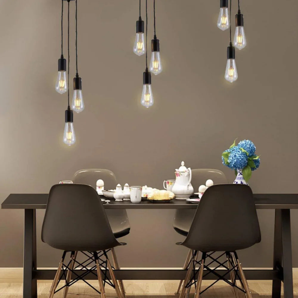 Luces colgantes lineales E27 Simple negro/blanco/plata 90-260v Bar cafetería accesorios de iluminación interior decoración lámpara colgante restaurante