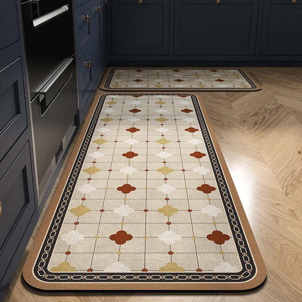 Alfombra de cocina con estampado absorbente, alfombra antideslizante para pasillo, alfombras largas para sala de estar, dormitorio, entrada, felpudo para baño