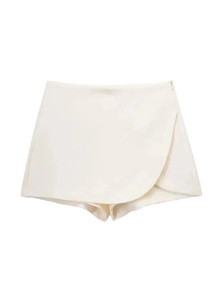 Falda corta estilo pareo a la moda para Mujer, faldas Vintage de cintura alta con cremallera lateral, falda para Mujer