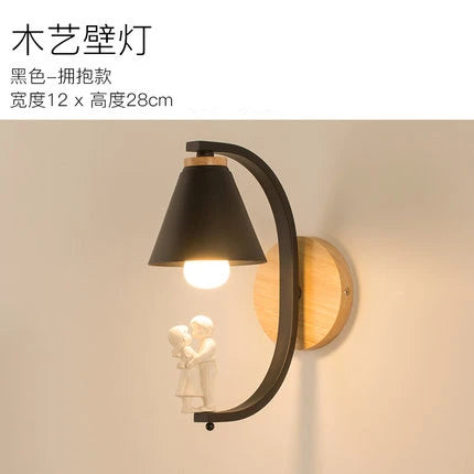 Lámpara de pared de madera moderna, modelo creativo de resina, lámparas de pared para sala de estar, dormitorio, habitación de niños, accesorios de iluminación nórdicos para decoración del hogar