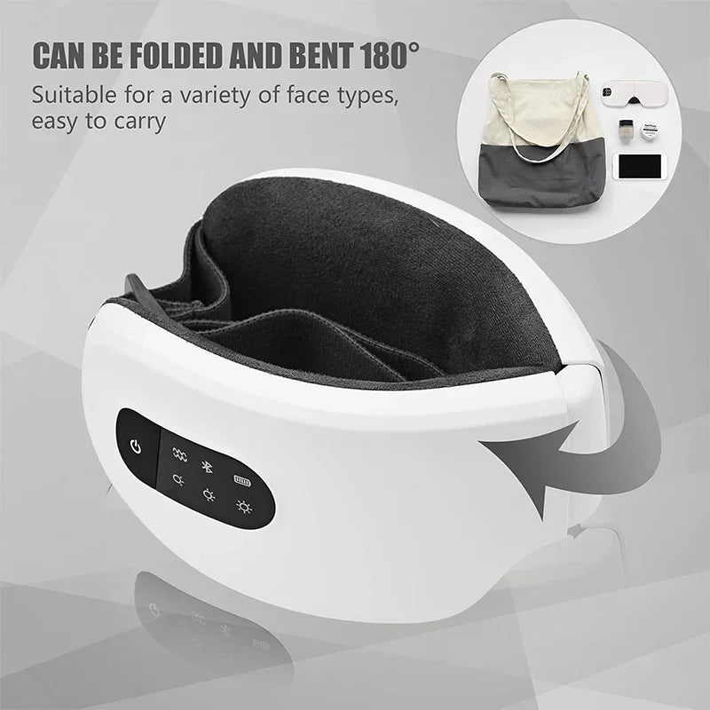 Masajeador de ojos 4D, Airbag inteligente, vibración, instrumento para el cuidado de los ojos, compresa caliente, Bluetooth, gafas de masaje para ojos, fatiga, cuidado antiarrugas