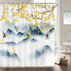 Cortinas de baño de flores, pájaros y plantas europeas, cortina de ducha impermeable, decoración de baño con impresión 3D con gancho, pantalla de baño