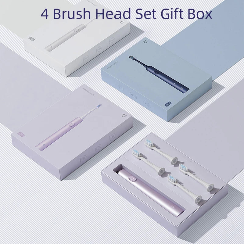 Juego de cepillos de dientes eléctricos sónicos Xiaomi MIJIA T302, 4 cabezales de cepillo, IPX8, resistente al agua, carga inalámbrica, cepillo de dientes electrónico