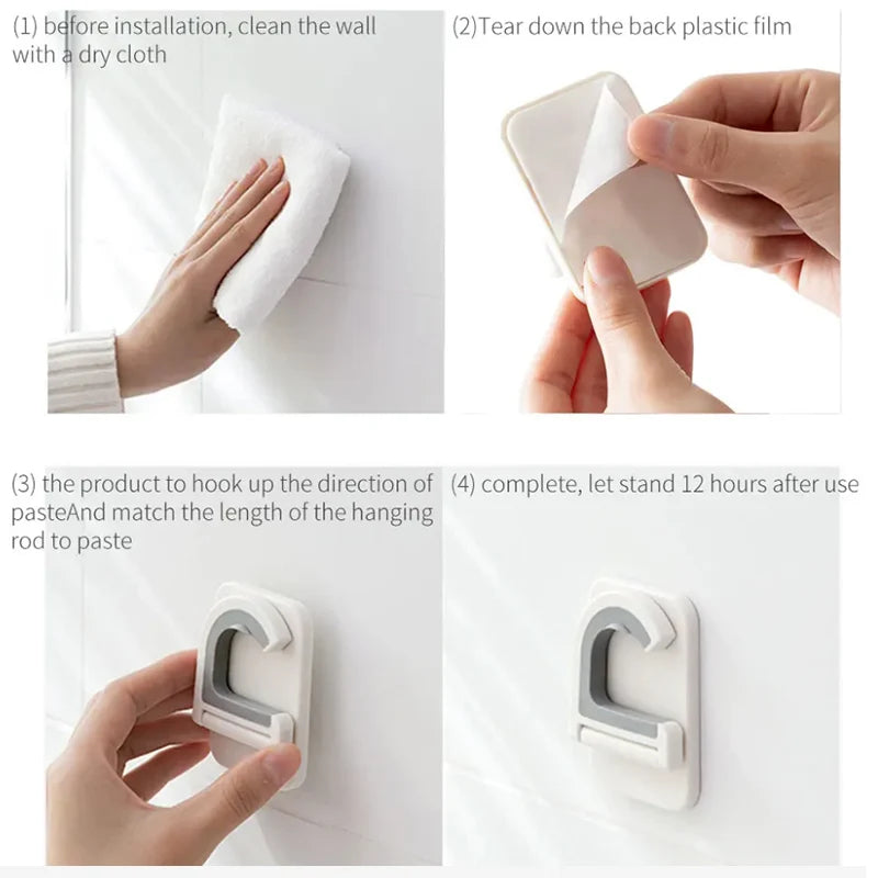 Soporte organizador de fregona de montaje en pared, gancho para escoba, colgador de escoba impermeable, gancho de almacenamiento, accesorios de organización de baño y cocina, 2 uds.
