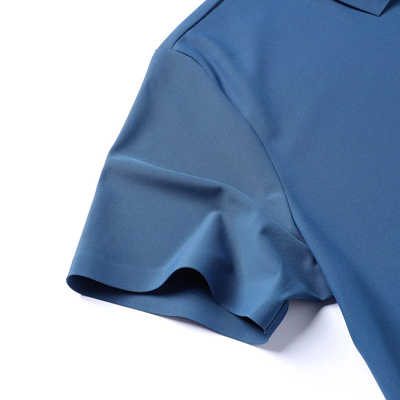 Polo de seda de hielo para hombre, camiseta de manga corta, elástica, sin hierro, fina, ligera, de lujo