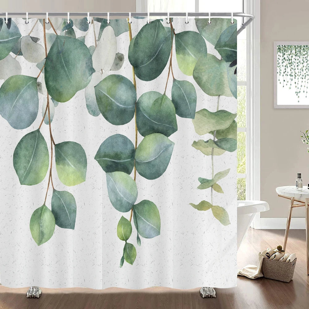 Cortinas de baño de flores, pájaros y plantas europeas, cortina de ducha impermeable, decoración de baño con impresión 3D con gancho, pantalla de baño