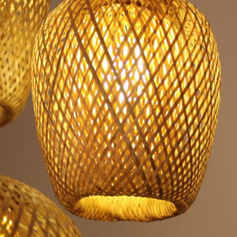 Lámparas colgantes tejidas a mano de estilo chino, 18/19/30cm, accesorios de iluminación para decoración del hogar y restaurante, lámpara colgante de bambú