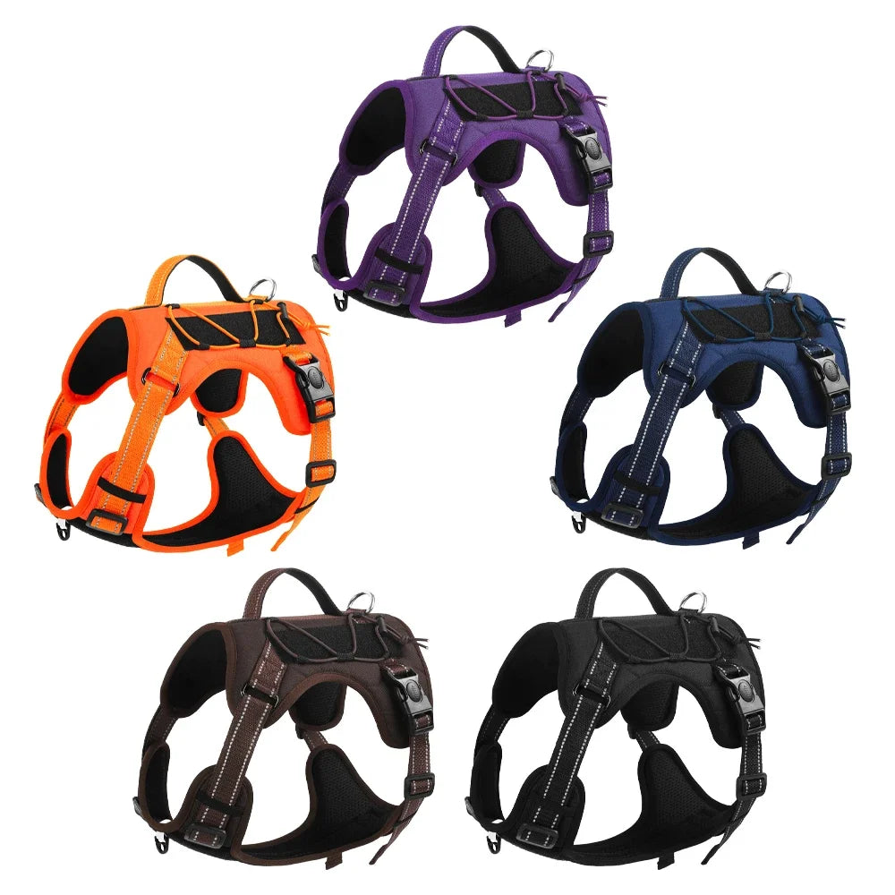 Arnés para Mascotas Multifuncional de Nailon Reflectante, Arnés Ajustable para Perros, Arnés de Pecho para Perros con Control Cómodo y Sin Tirones, Suministros para Mascotas