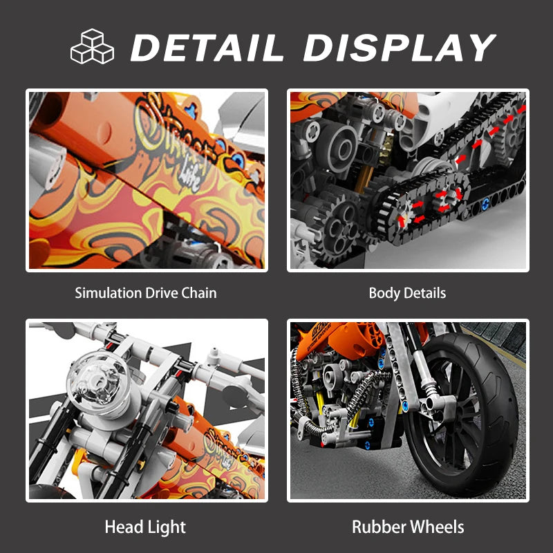 Bloques de construcción modulares para niños, juego de ladrillos de motocicleta técnica, modelo de plástico, regalo