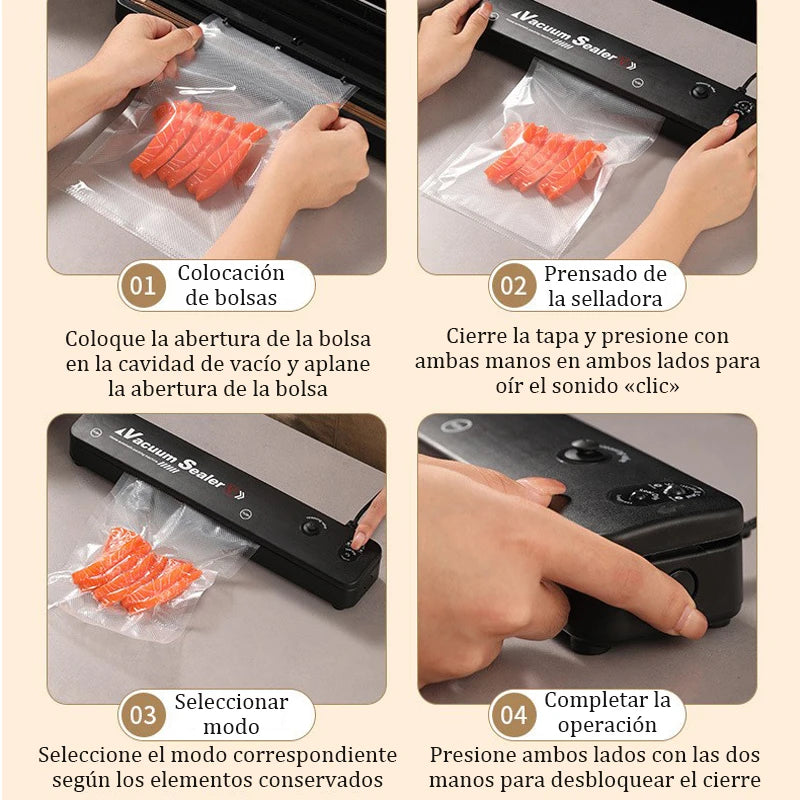 Máquina de envasado al vacío, 220V/110V, con 10Uds,De bolsas de vacío gratis, sellador al vacío de alimentos negro para el hogar