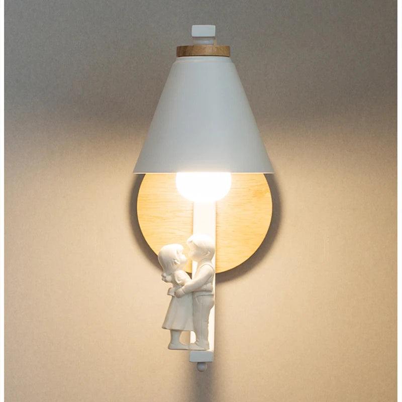 Lámpara de pared de madera moderna, modelo creativo de resina, lámparas de pared para sala de estar, dormitorio, habitación de niños, accesorios de iluminación nórdicos para decoración del hogar