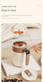 Taza mezcladora de 400ML, taza de café con pantalla LED de temperatura, taza autoagitadora de café y leche con rotación magnética de acero inoxidable 316