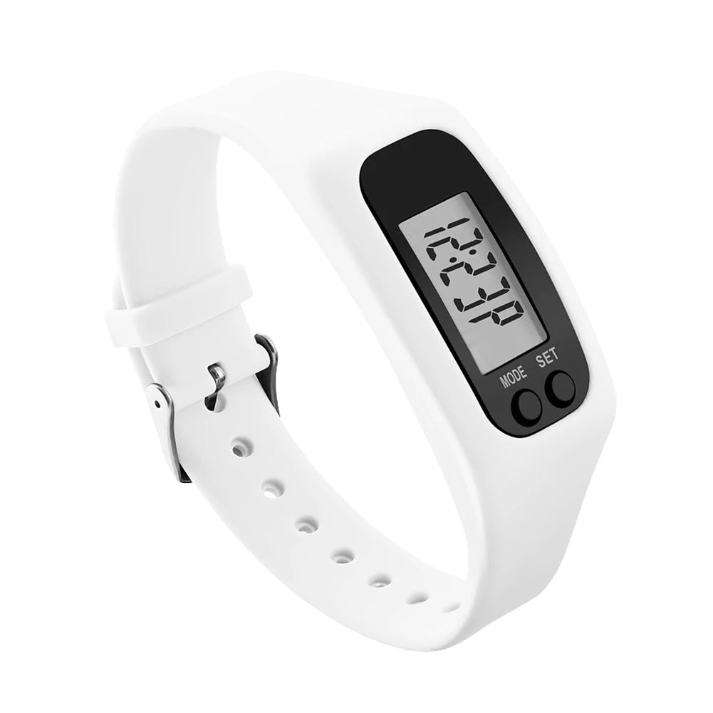 Pulsera con podómetro LED para adultos y niños, reloj de Fitness multifunción con pantalla de tiempo, contador de pasos, contador de calorías, 12/24H