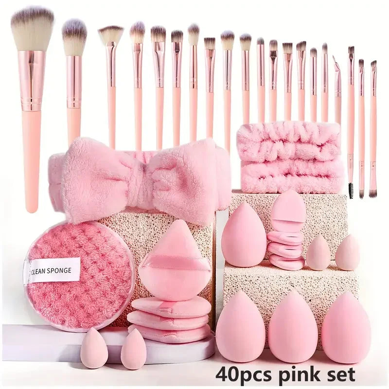 Juego de brochas de maquillaje profesional, 13/33 Uds., con accesorios para la piel combinada, con brochas suaves, adecuado para principiantes