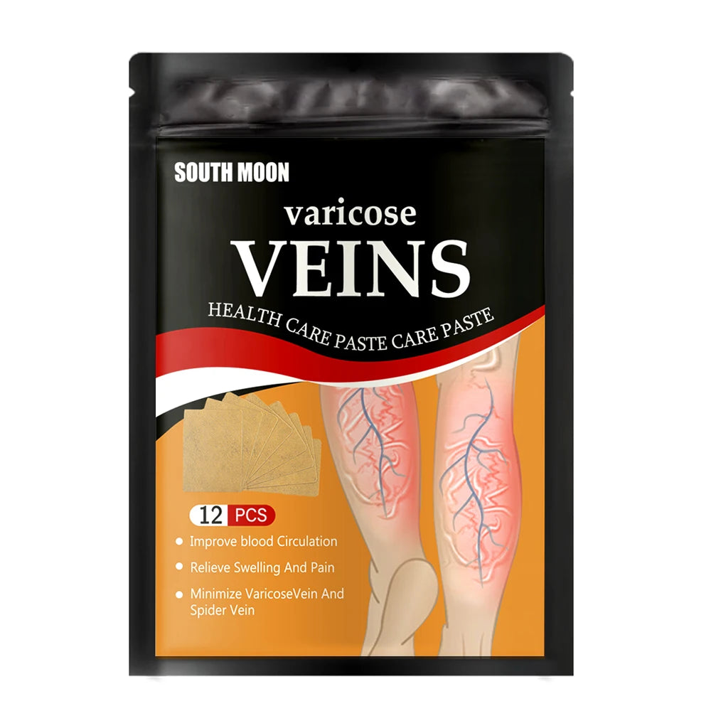 Parche para tratamiento de venas varicosas, yeso para hinchazón dolor de piernas, promueve el metabolismo, promueve la circulación sanguínea suave, Unisex, 12/24 unidades