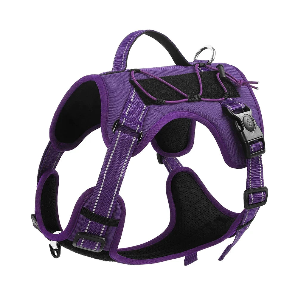 Arnés para Mascotas Multifuncional de Nailon Reflectante, Arnés Ajustable para Perros, Arnés de Pecho para Perros con Control Cómodo y Sin Tirones, Suministros para Mascotas