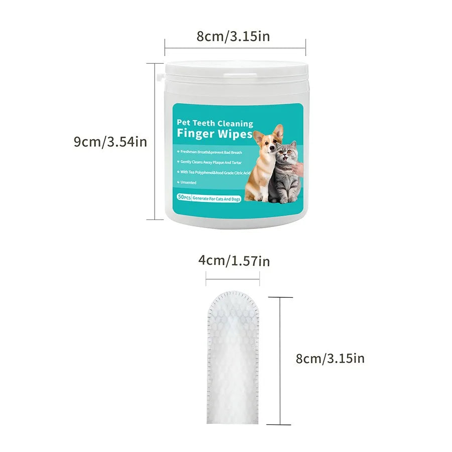 Productos de limpieza para mascotas, cepillo de dientes desechable para dedos, limpieza de dientes para mascotas, cubiertas para dedos, toallitas húmedas, limpieza bucal para perros y gatos