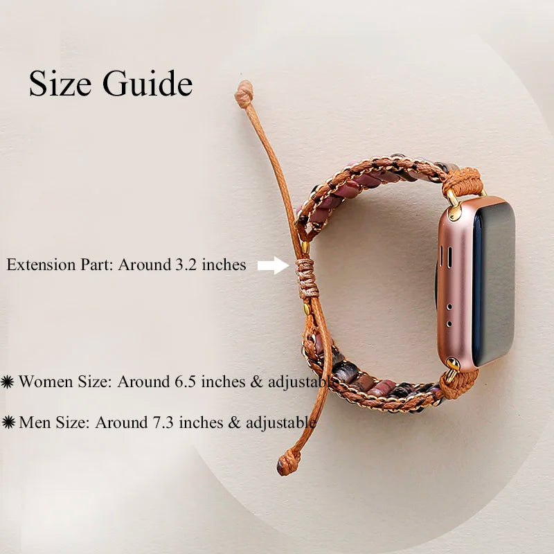 Correa de reloj Aple de piedra Natural, pulsera de pulsera con cuentas bohemias de 38mm/45mm para reloj inteligente Iwatch Series 7, accesorios