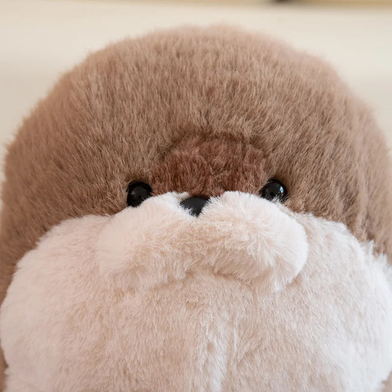 Sello de auriculares de dibujos animados de alta calidad, lontra marina, juguete de peluche, bola, cojín redondo, almohada para niños, regalo de cumpleaños, siesta escolar y sueño