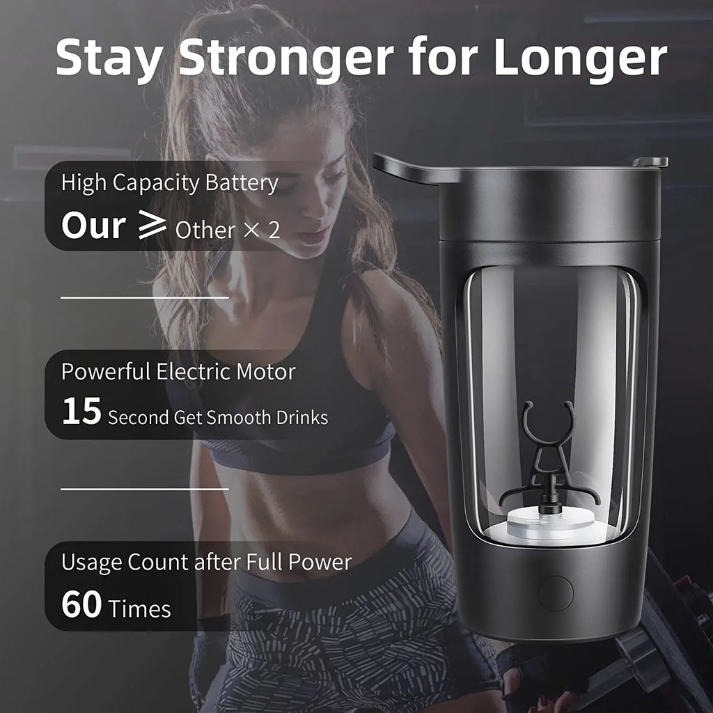Botella agitadora eléctrica portátil, mezclador de proteínas en polvo, Fitness, Vaso Mezclador automático, taza agitadora, botella de agua deportiva, 650ML