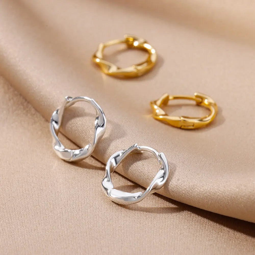 Pendientes redondos elegantes para mujeres y niñas, aretes de aro de acero inoxidable de lujo, joyería estética de compromiso de boda Vintage