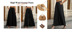 Pantalones de pierna ancha de talle alto para mujer Palazzo Casual Cintura elástica Lounge Pantalones largos fluidos con bolsillos