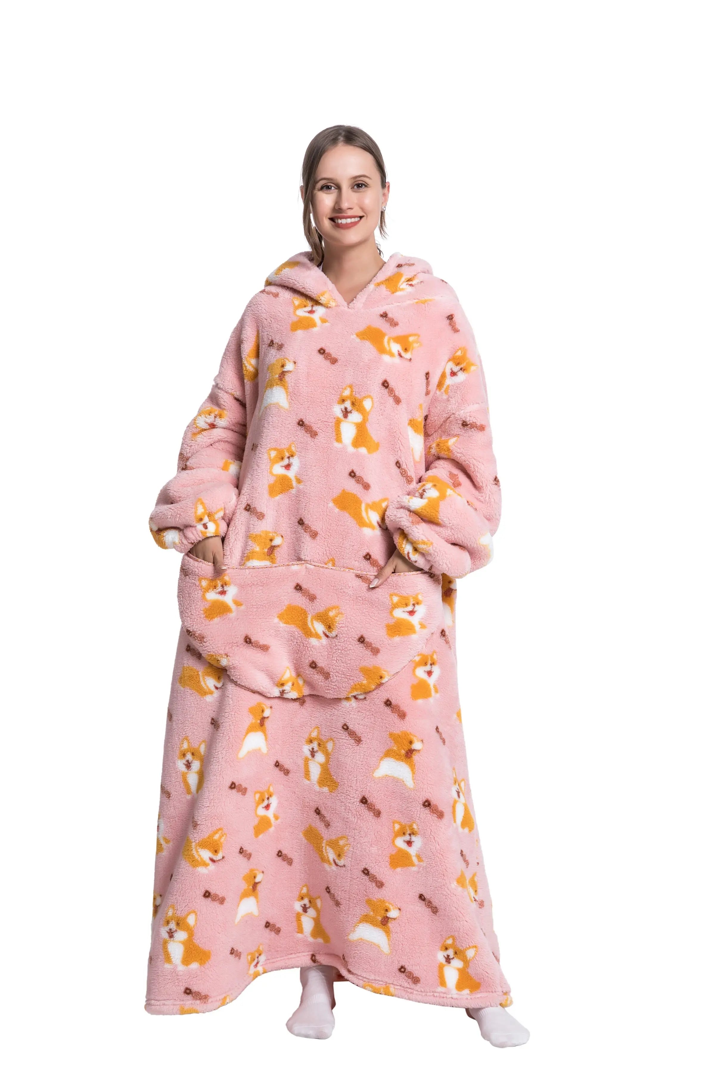 2023 nueva manta usable de TV de gran tamaño Extra larga cálida lana de felpa invierno Sherp Sudadera con capucha hombres mujeres sudadera suave regalos