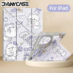Estuche de gato bonito tipo 3 + Y con portalápices para IPad 2025 11th A16 Pro Air 13 11 M3 M2 M4 2025 12,9 "9 8 7 6 5 4 10Th Mini 7 6