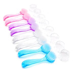 Nuevo cepillo de plástico para uñas, suave, elimina el polvo, maquillaje, cepillos de lavado, polvo de cabeza redonda, limpieza con tapa, pedicura