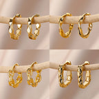 Pendientes redondos elegantes para mujeres y niñas, aretes de aro de acero inoxidable de lujo, joyería estética de compromiso de boda Vintage