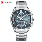 Relojes CURREN para hombre, relojes de lujo de primeras marcas para hombre, cronógrafo Original resistente al agua de acero inoxidable, fase lunar, fecha, esfera giratoria