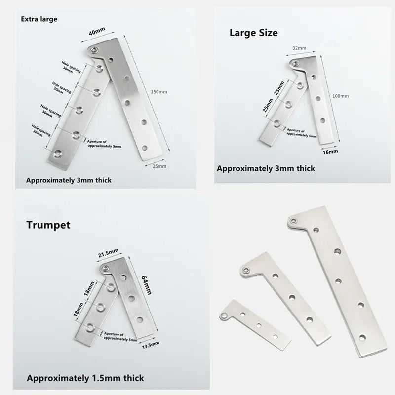 Bisagra de boca de pollo con rotación de 360 grados, 1 piezas, esquina de puerta oculta, Base de muebles superior e inferior, accesorios de Hardware de acero inoxidable