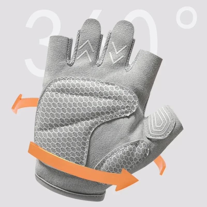 Guantes antideslizantes de medio dedo para entrenamiento de peso pesado para gimnasio, guantes de culturismo para hombres y mujeres, soporte para muñeca, deportes de levantamiento de pesas