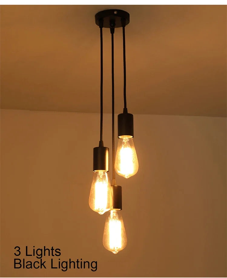 Luces colgantes lineales E27 Simple negro/blanco/plata 90-260v Bar cafetería accesorios de iluminación interior decoración lámpara colgante restaurante