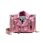 Bolsos de motocicleta de diseñador de marca famosa de moda europea, bolso de mensajero de hombro con forma de chaqueta de lujo, bolso de mano de cuero PU