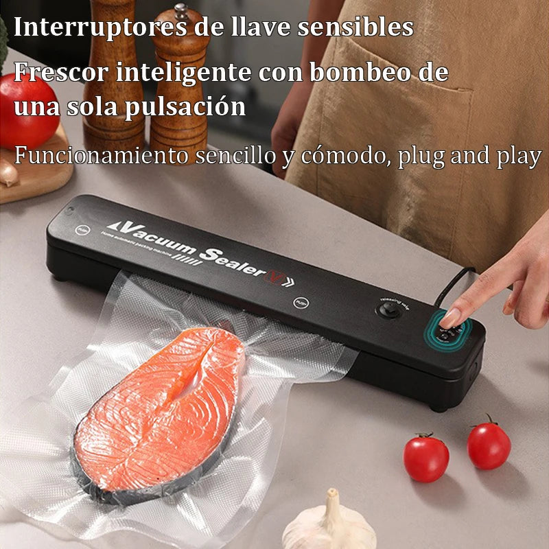 Máquina de envasado al vacío, 220V/110V, con 10Uds,De bolsas de vacío gratis, sellador al vacío de alimentos negro para el hogar
