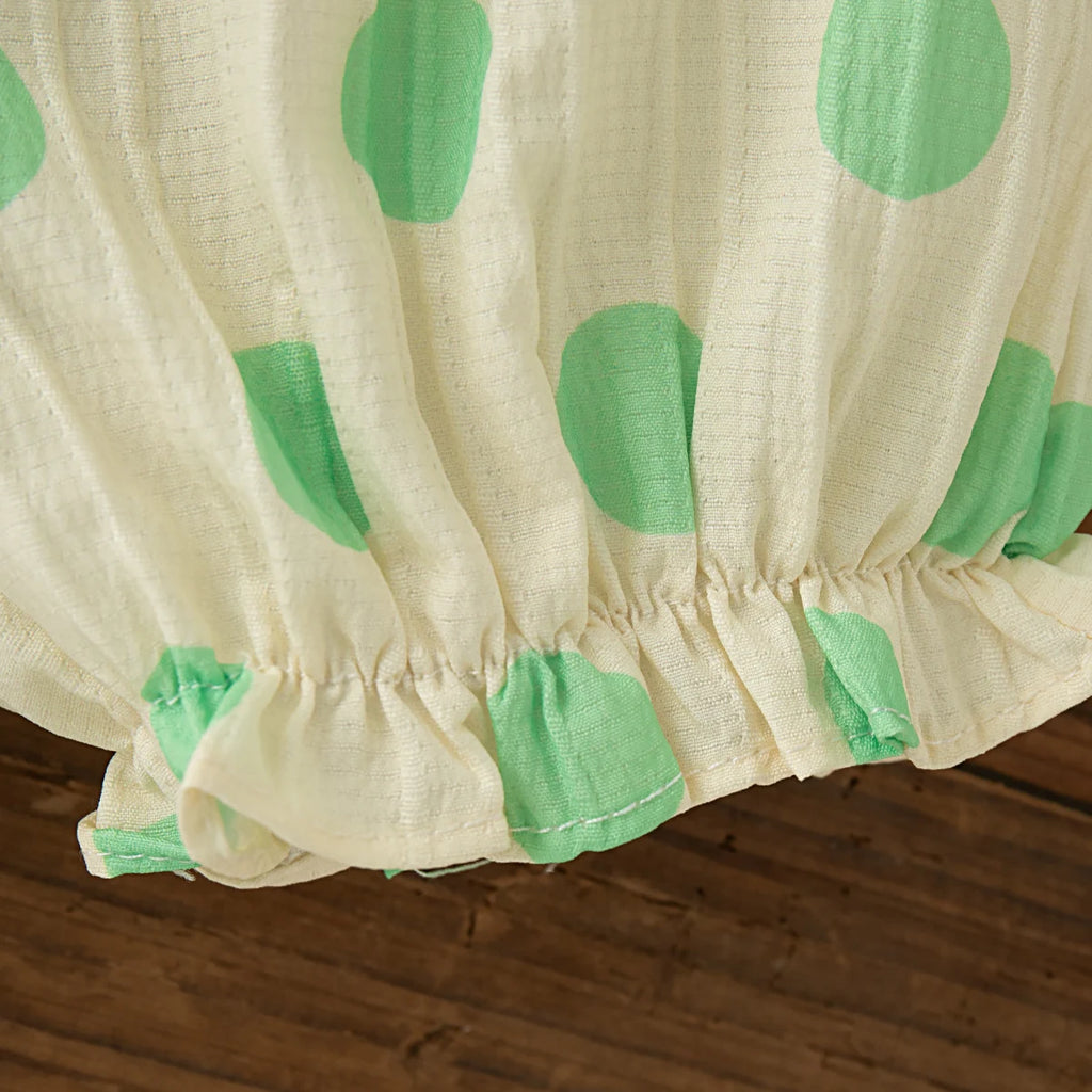 Conjunto de 2 piezas para niñas pequeñas, Top y pantalones cortos sin mangas con lazo de lunares de estilo coreano, traje informal de algodón de verano para bebés recién nacidos para jugar