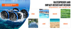 SucceBuy Barco de coche RC anfibio azul/amarillo 2,4 GHz 12 km/h Control remoto eléctrico 360 °   Coche acrobático giratorio, juguetes para piscina de playa y agua